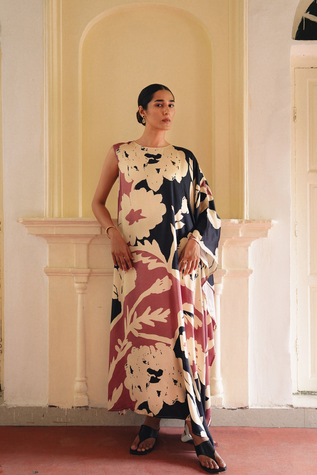 One-Shoulder Marigold Kaftan