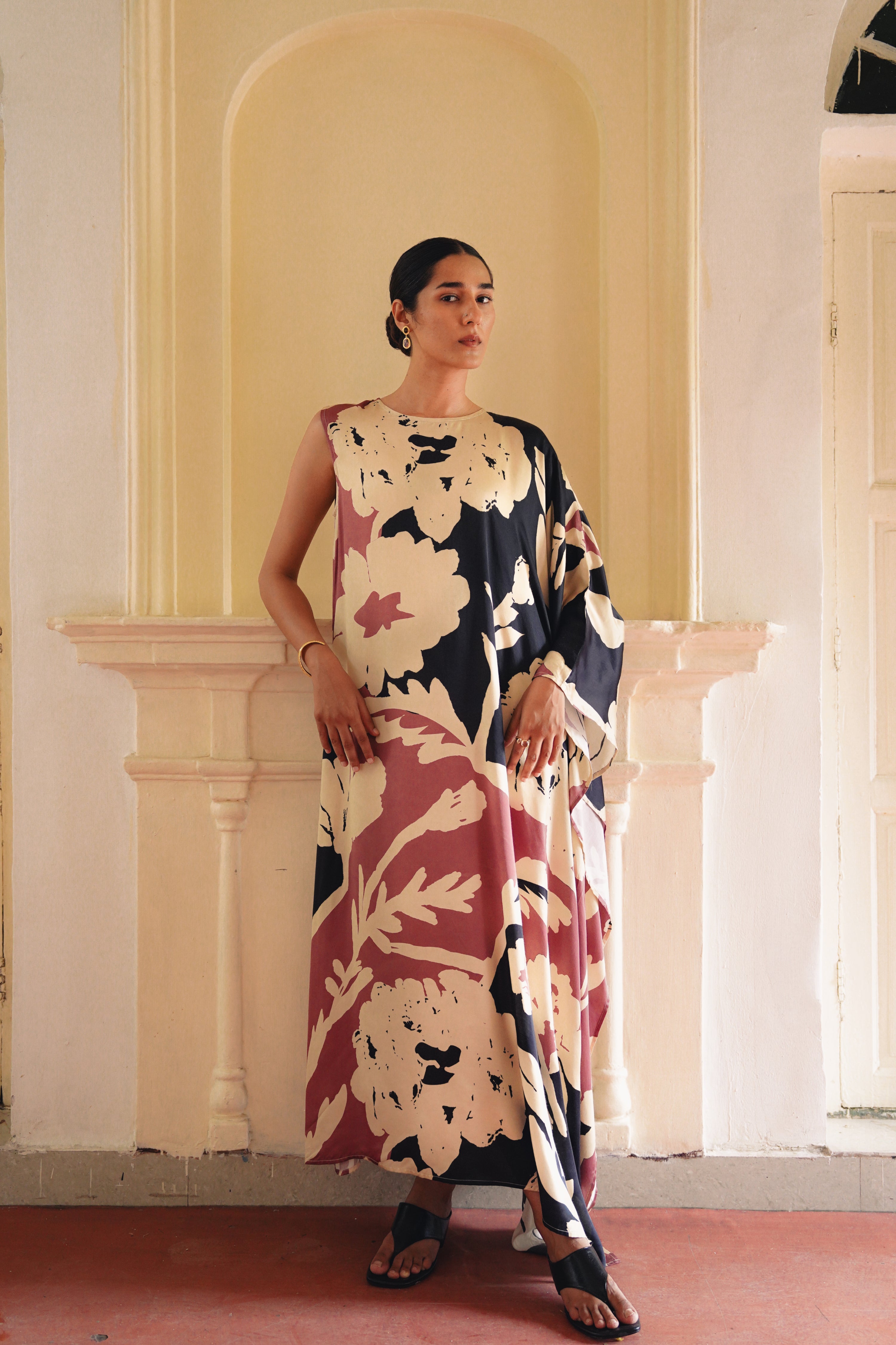 One-Shoulder Marigold Kaftan