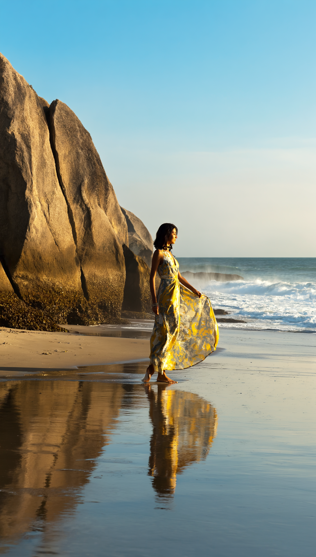 Gold Autumn Sleeveless Wrap Dress