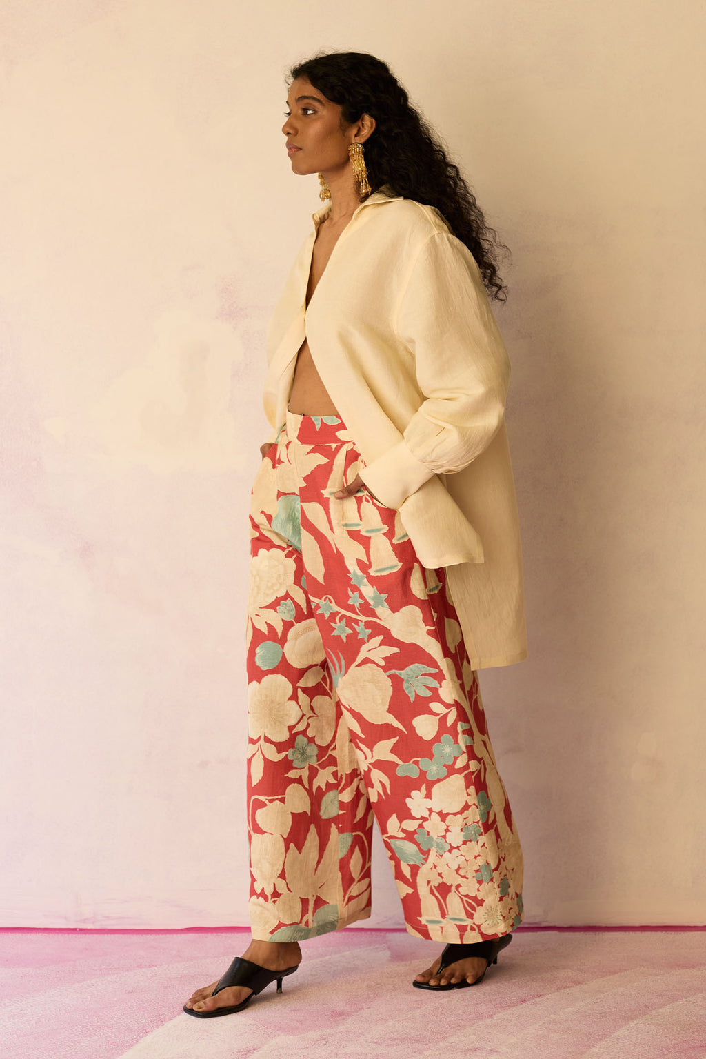 Hibiscus Anaar Pants - Coral