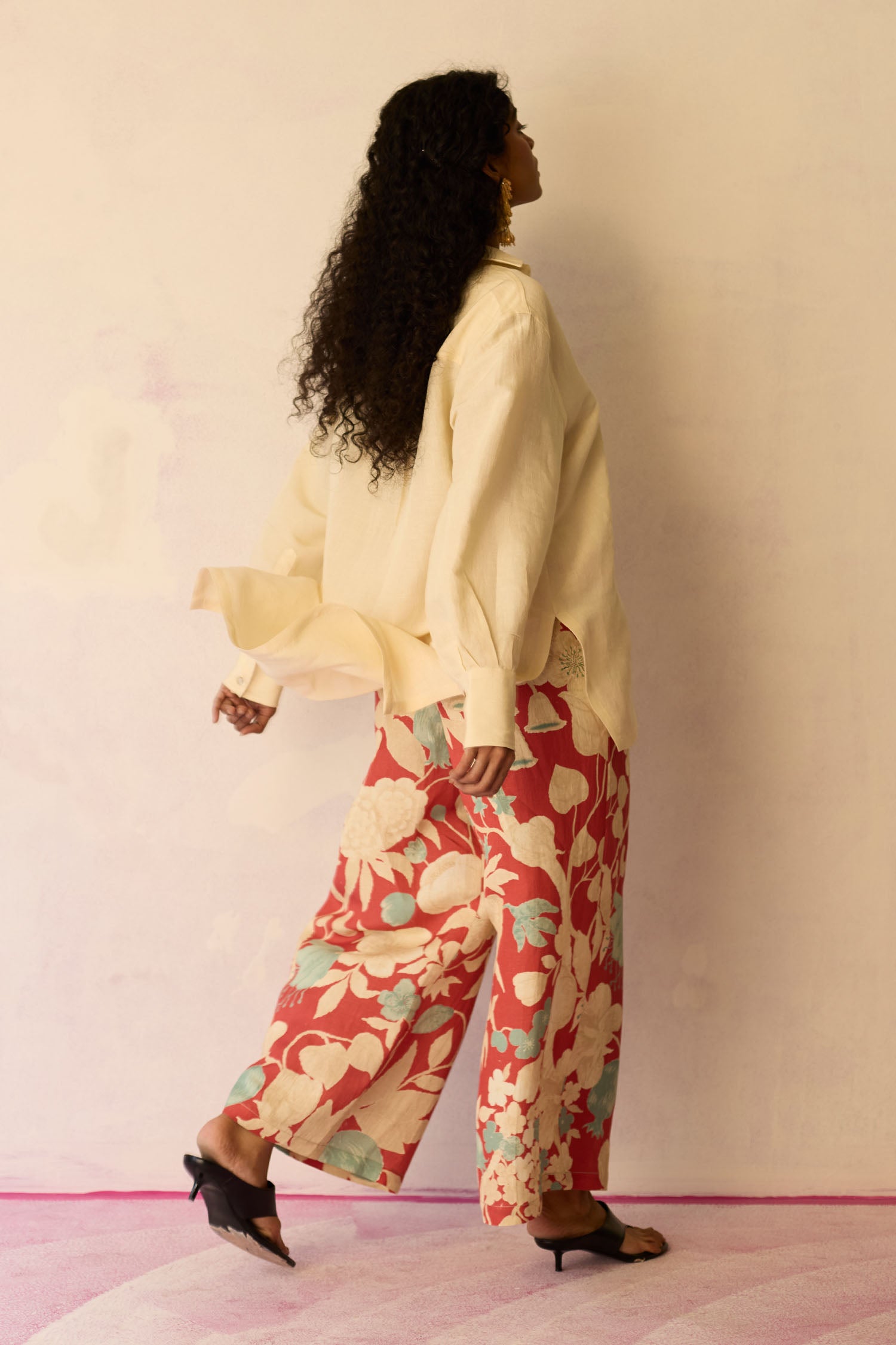 Hibiscus Anaar Pants - Coral
