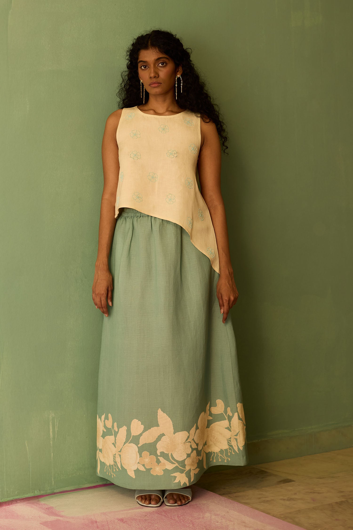 Hibiscus Anaar Asymmetrical Hem Co-ord Set