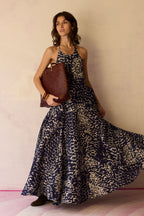 Dapple Halter Neck Sleeveless Maxi Dress