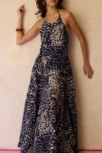 Dapple Halter Neck Sleeveless Maxi Dress