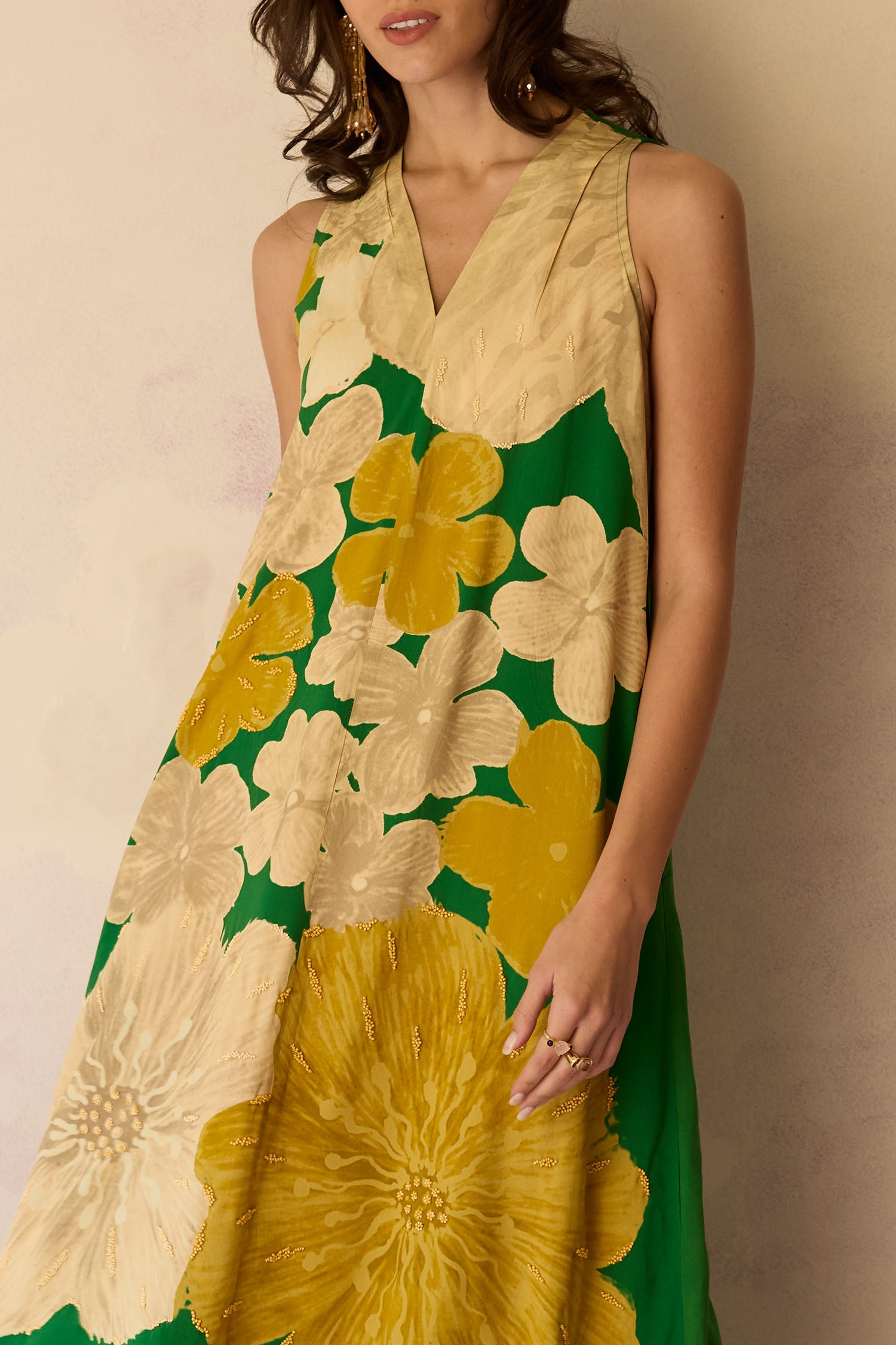 Hibiscus Anaar Soft Drape Maxi Dress - Fern