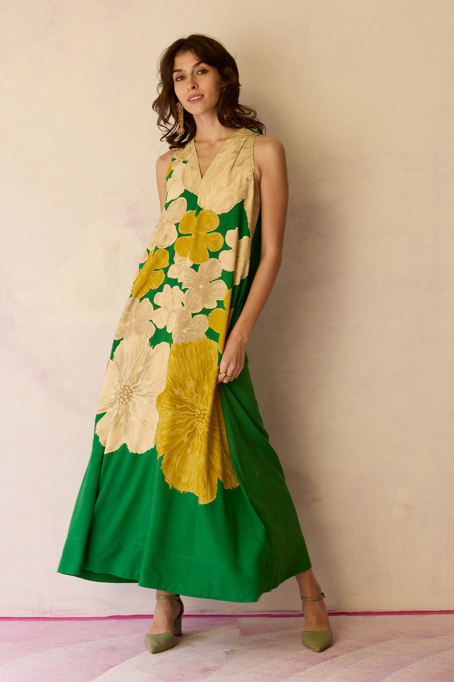 Hibiscus Anaar Soft Drape Maxi Dress - Fern