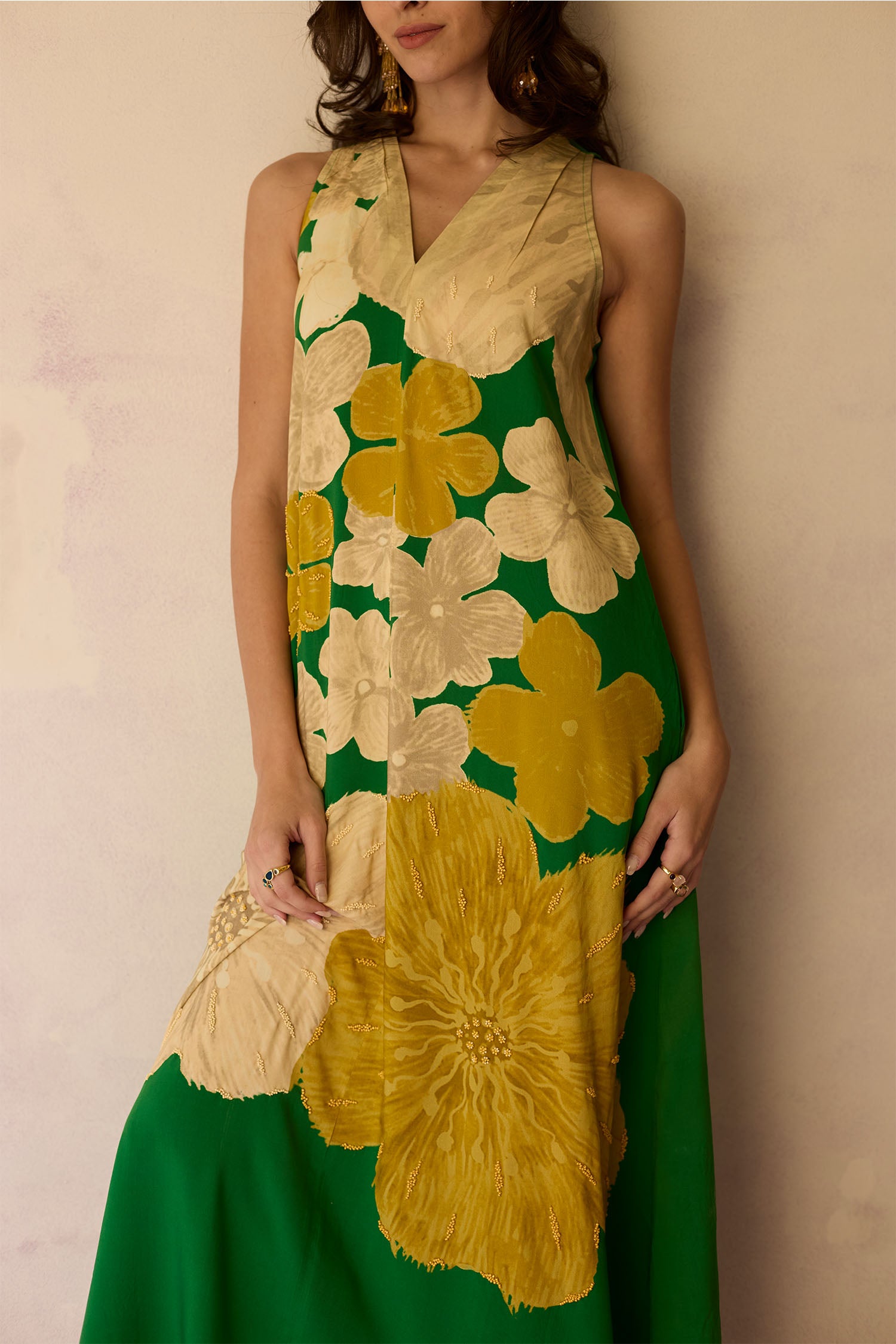 Hibiscus Anaar Soft Drape Maxi Dress - Fern