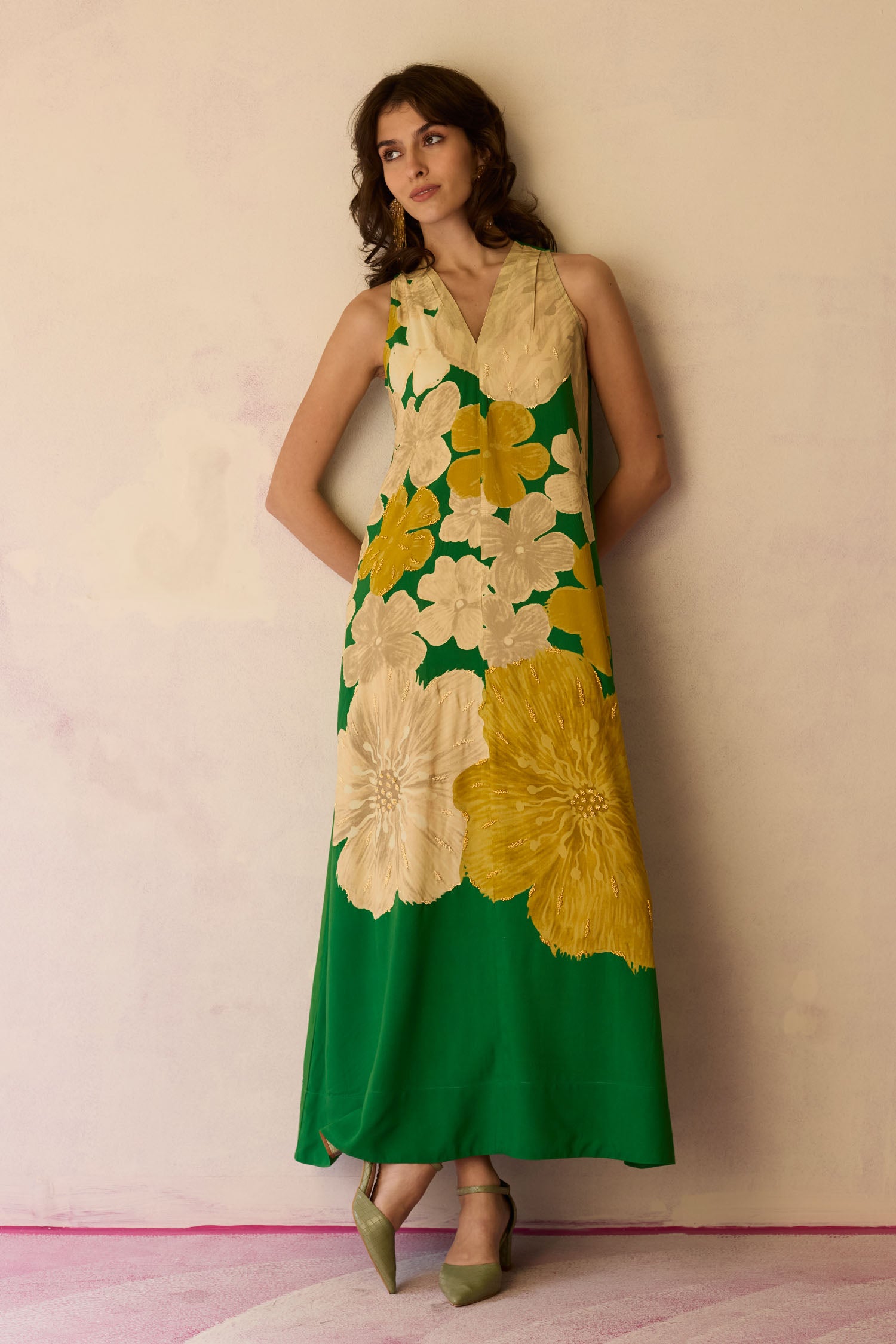 Hibiscus Anaar Soft Drape Maxi Dress - Fern