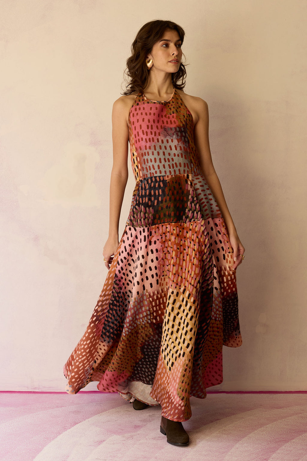 Ember Halter Neck Sleeveless Maxi Dress