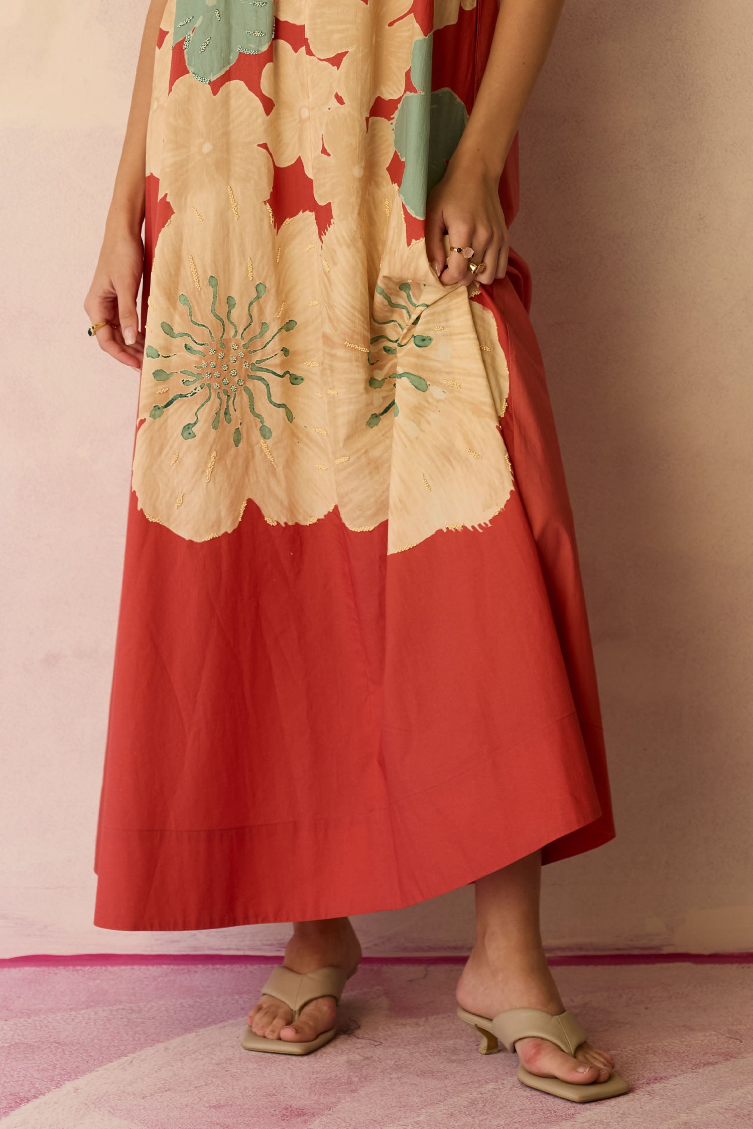 Hibiscus Anaar Soft Drape Maxi Dress - Coral