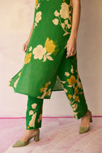 Hibiscus Anaar V-Neck Co-ord Set - Fern
