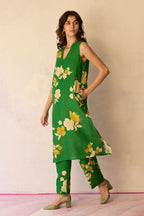 Hibiscus Anaar V-Neck Co-ord Set - Fern