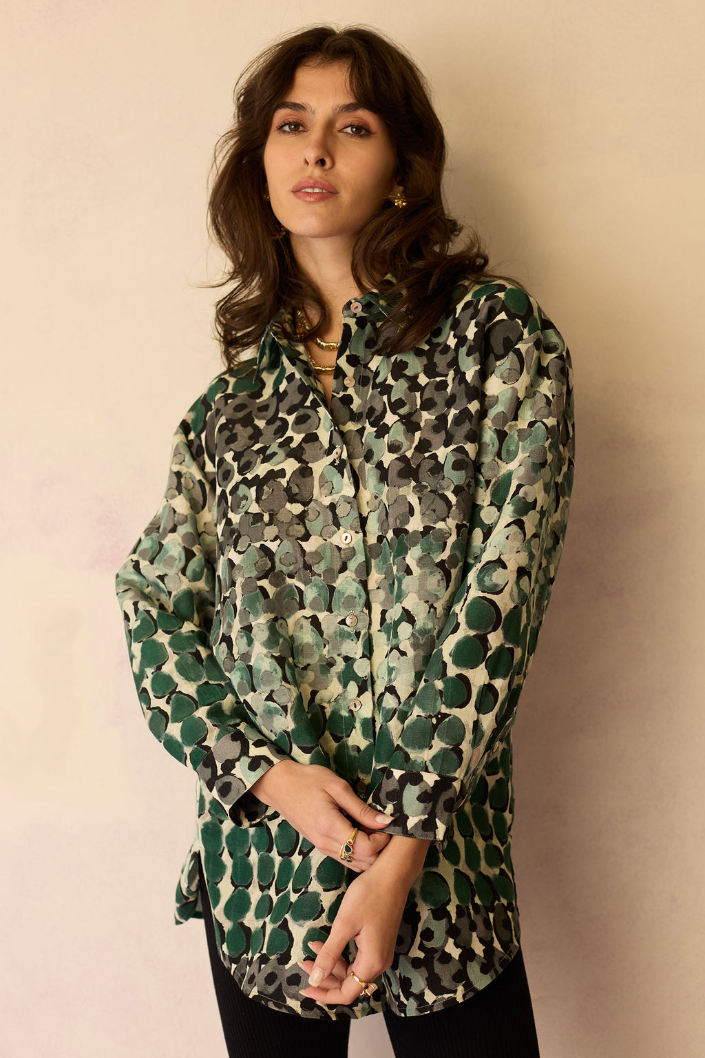 Abstract Moss Watercolour Shirt