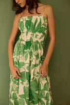 Hibiscus Anaar Smocked Bodice Maxi Dress - Fern