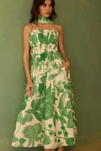 Hibiscus Anaar Smocked Bodice Maxi Dress - Fern