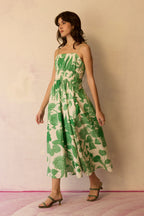 Hibiscus Anaar Smocked Bodice Maxi Dress - Fern