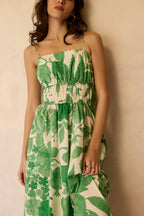 Hibiscus Anaar Smocked Bodice Maxi Dress - Fern