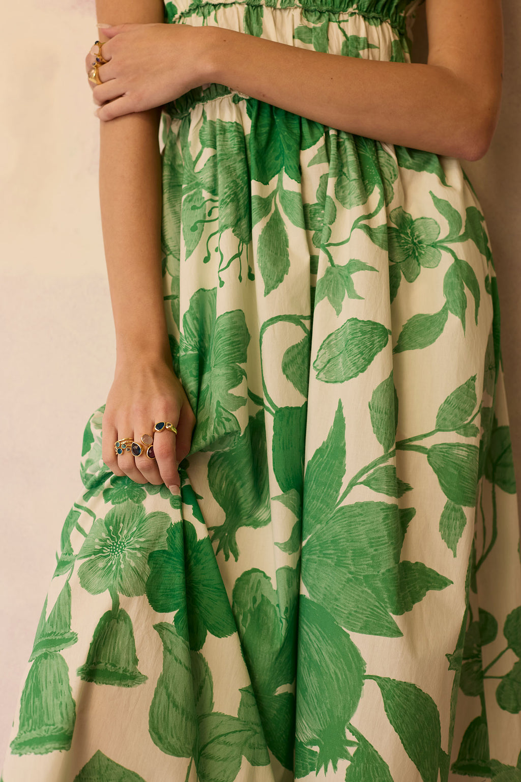 Hibiscus Anaar Smocked Bodice Maxi Dress - Fern