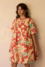 Hibiscus Anaar Bubble Mini Dress - Coral