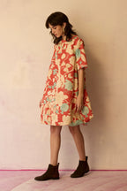 Hibiscus Anaar Bubble Mini Dress - Coral