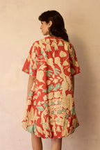 Hibiscus Anaar Bubble Mini Dress - Coral