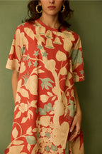 Hibiscus Anaar Bubble Mini Dress - Coral