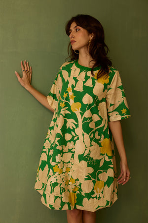 Hibiscus Anaar Bubble Mini Dress - Fern