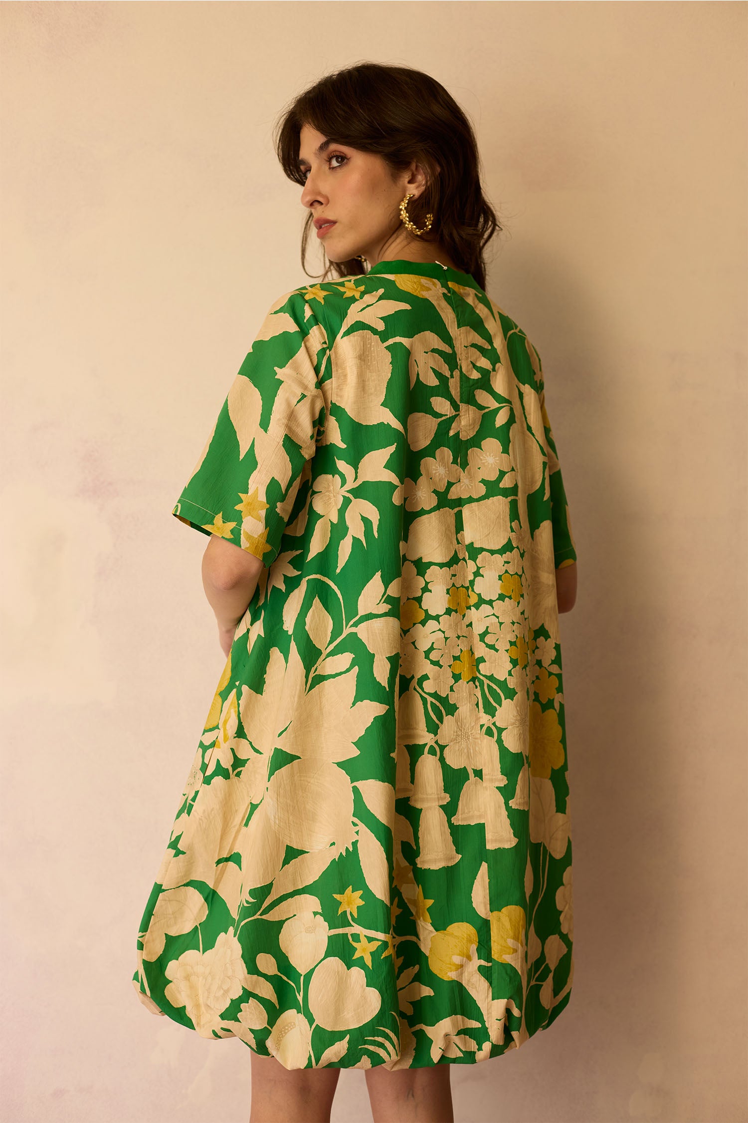 Hibiscus Anaar Bubble Mini Dress - Fern