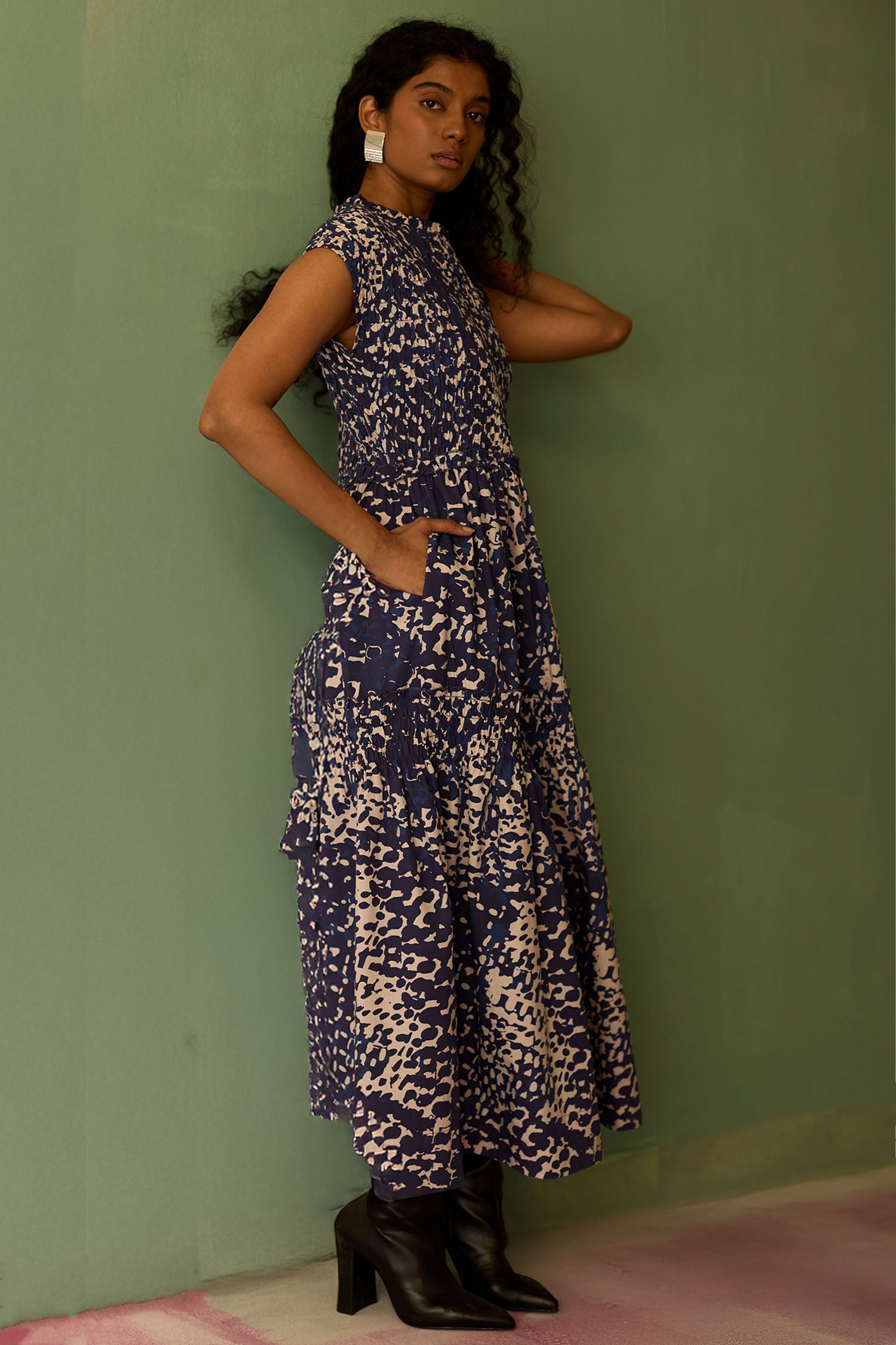 Dapple Hand-Painted Tiered Maxi Dress