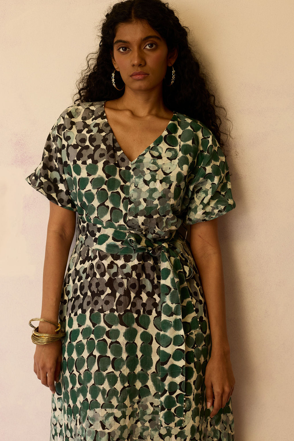 Moss Cinched-Waist Maxi Dress