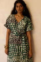 Moss Cinched-Waist Maxi Dress