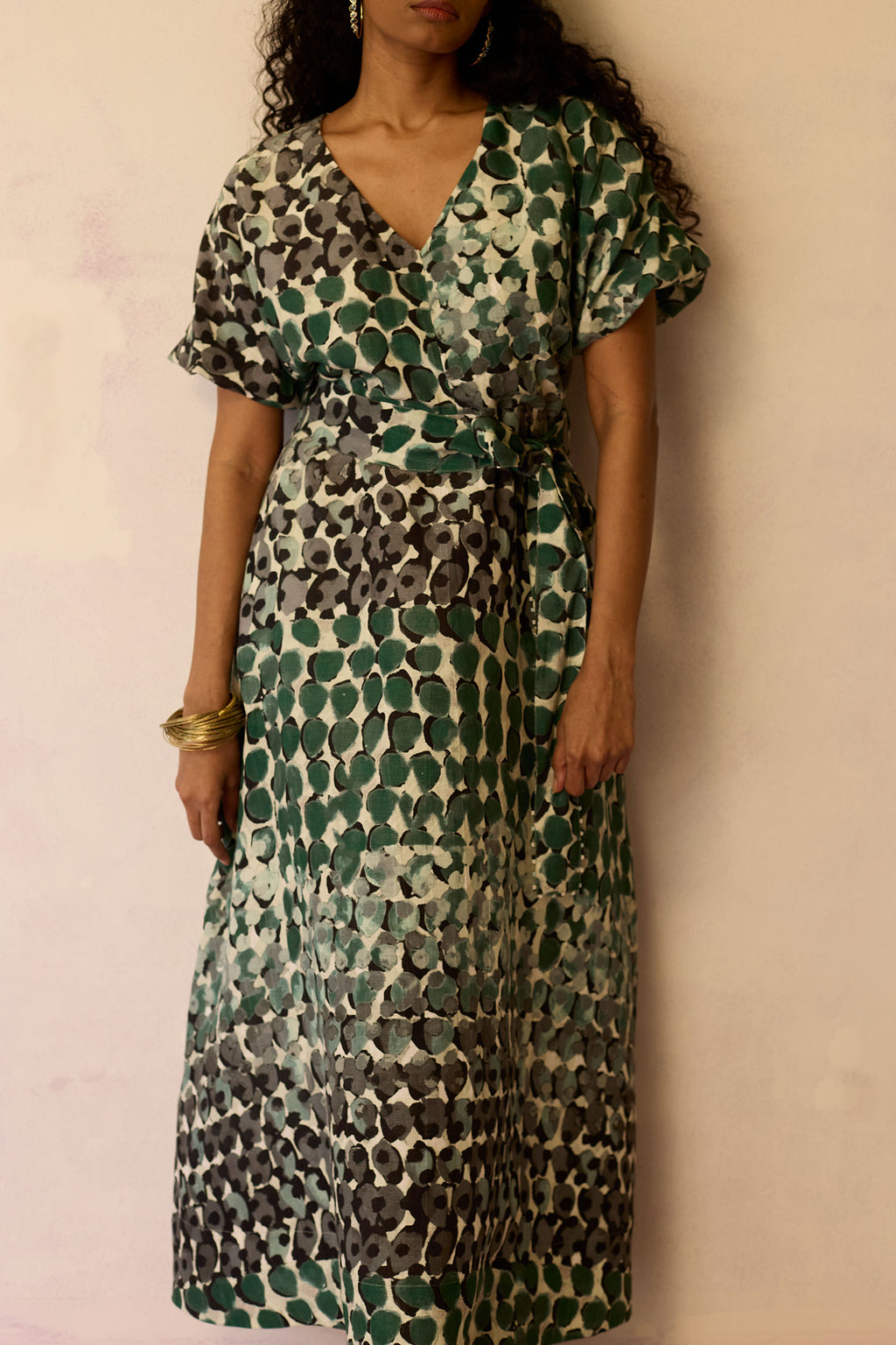 Moss Cinched-Waist Maxi Dress