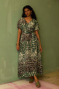 Moss Cinched-Waist Maxi Dress